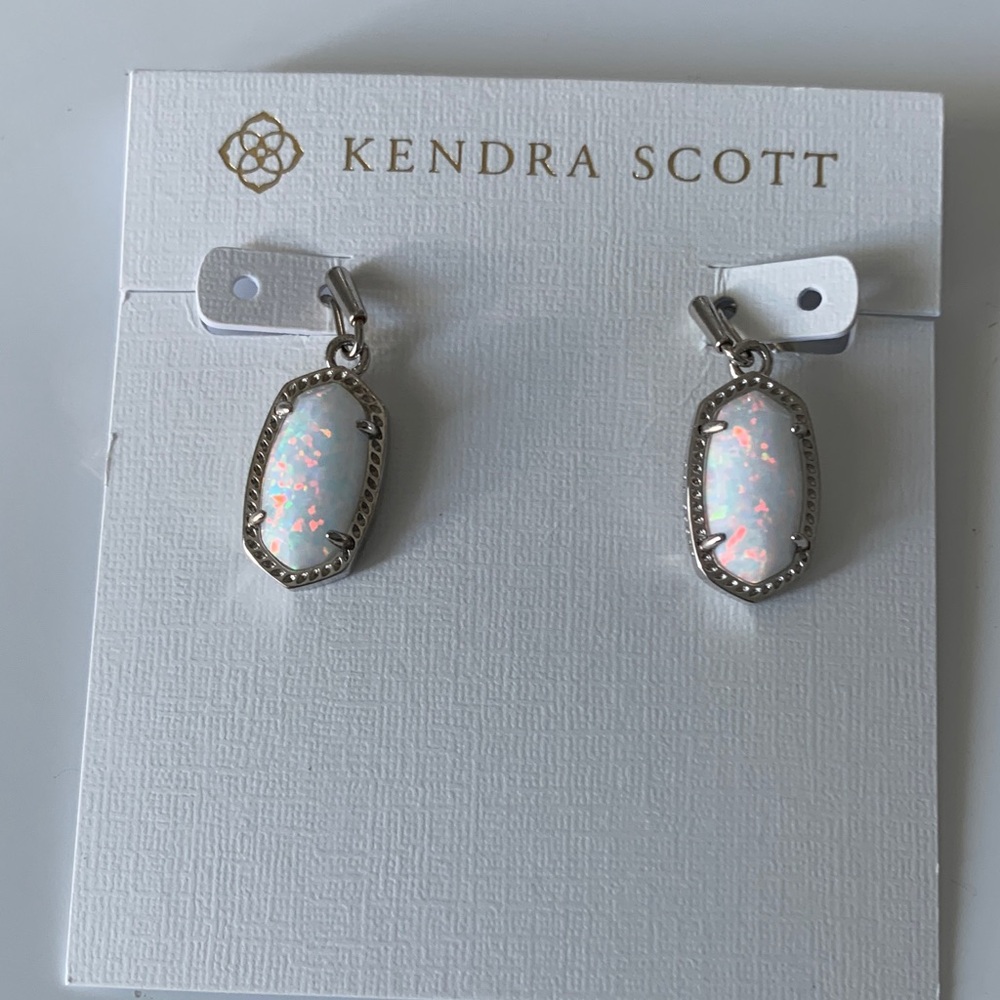 Kendra Scott Silver Earrings with Iridescent Accents